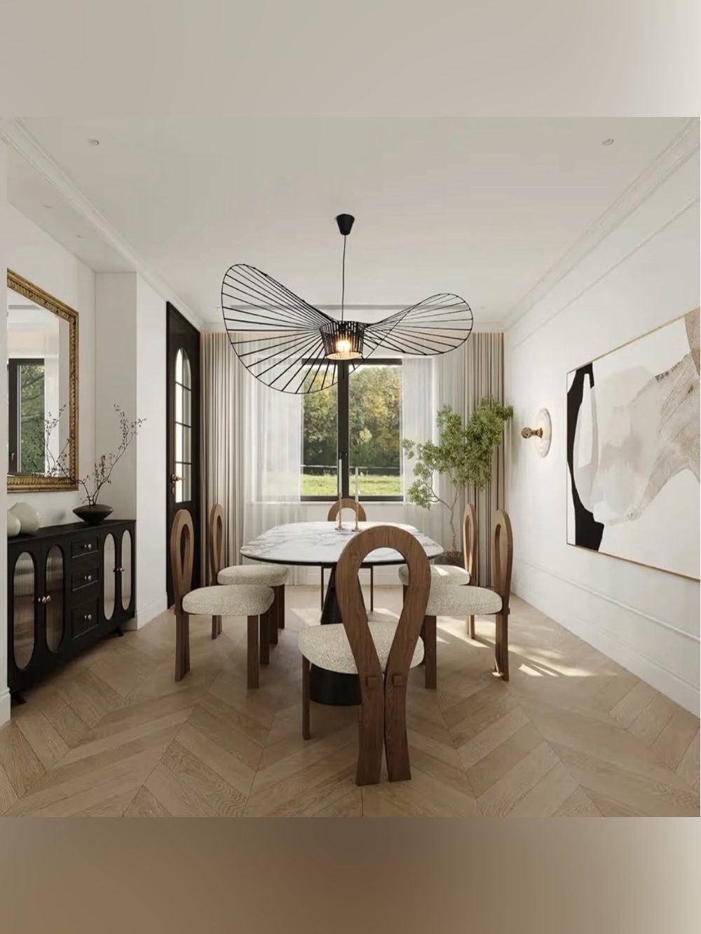 New West Elm XL Modern Black Woven Boho Hanging Chandelier Light Fixture Pendant - Picture 2 of 6